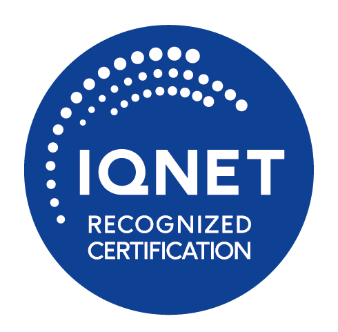 Logotipo de la certificación AENOR IQNET, que avala la gestión de calidad internacional de nuestros productos y procesos.