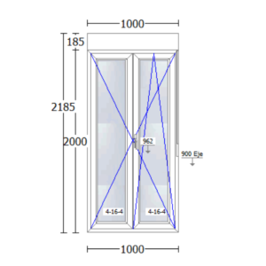 Balconera de PVC de 1000x2185mm