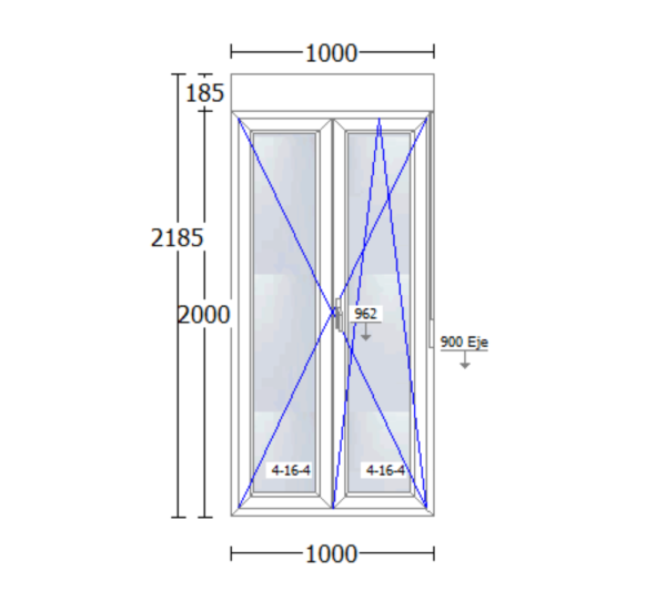 Balconera de PVC de 1000x2185mm