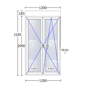 Balconera de PVC de 1200x2185mm