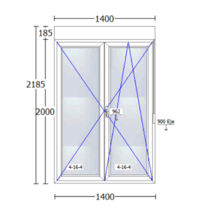 Balconera de PVC de 1400x2185mm