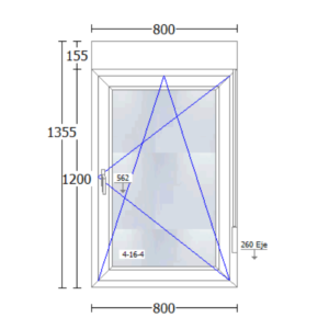 Ventana de PVC de 800x1355mm