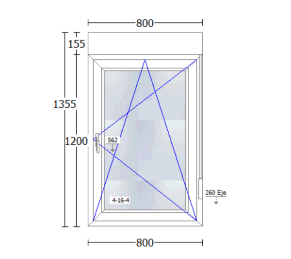 Ventana de PVC de 800x1355mm