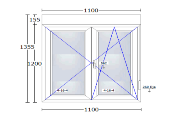 Ventana de PVC de 1100x1355mm