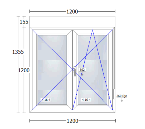 Ventana de PVC de 1200x1355mm