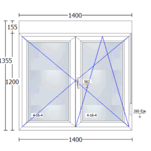 Ventana de PVC de 1400x1355mm