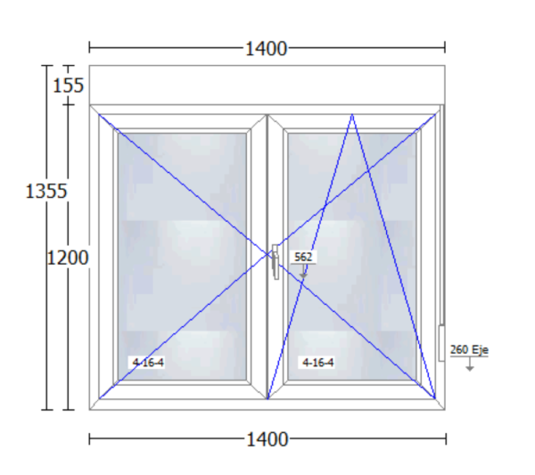 Ventana de PVC de 1400x1355mm