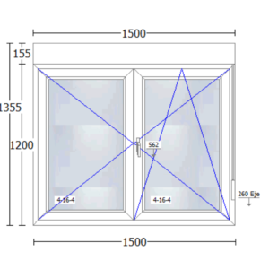 Ventana de PVC de 1500x1355mm