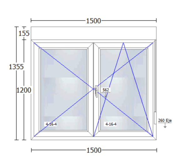 Ventana de PVC de 1500x1355mm