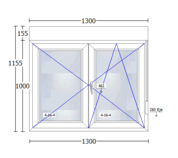 Ventana de PVC blanco de 1300x1155mm