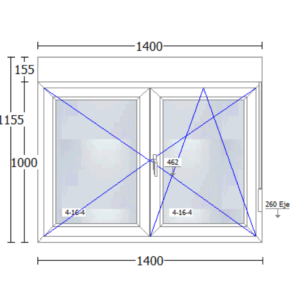 Ventana de PVC de 1400x1155mm