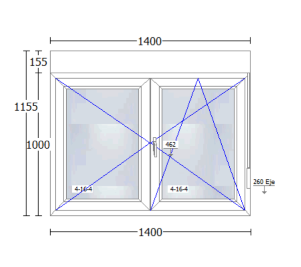 Ventana de PVC de 1400x1155mm